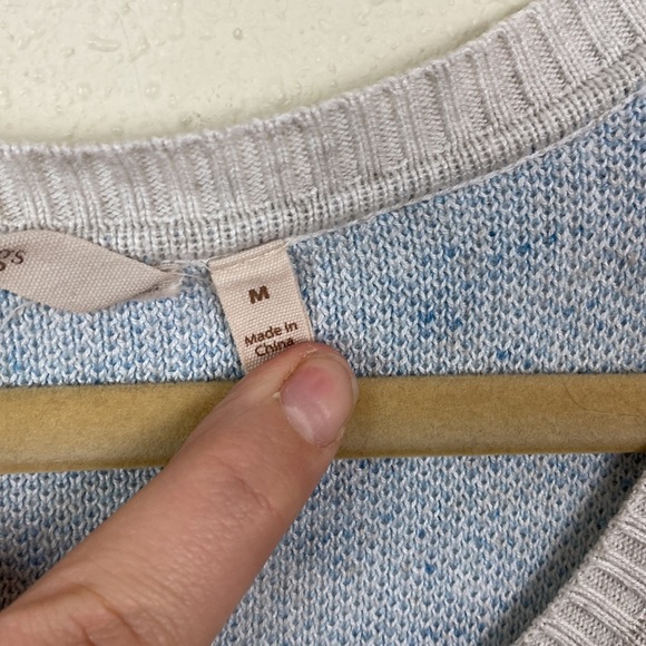 Soft Surroundings | Grey Blue Floral Oasis Crewneck Sweater M - Picture 4 of 7